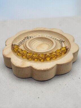 Handmade Wire-wrapped Adjustable Yellow Beaded Bracelet